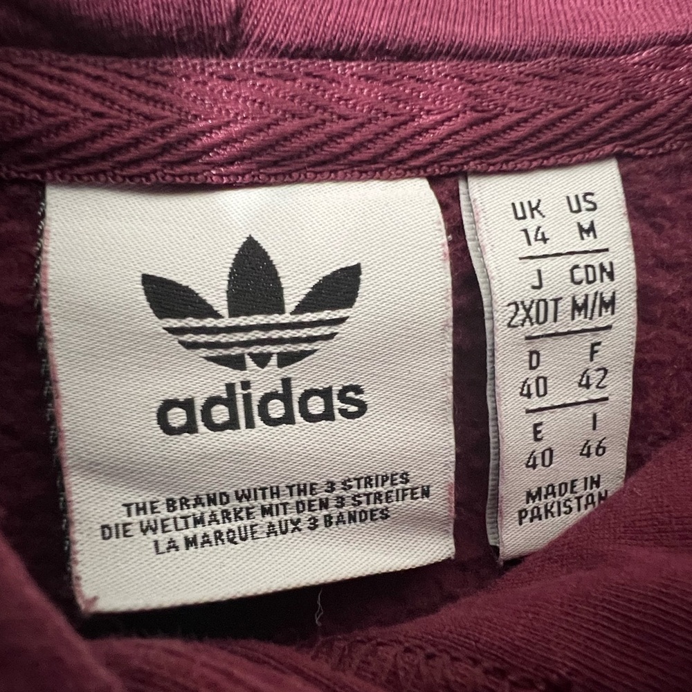 Adidas Trefoil Logo Maroon Pullover Hoodie - Picture 3 of 8